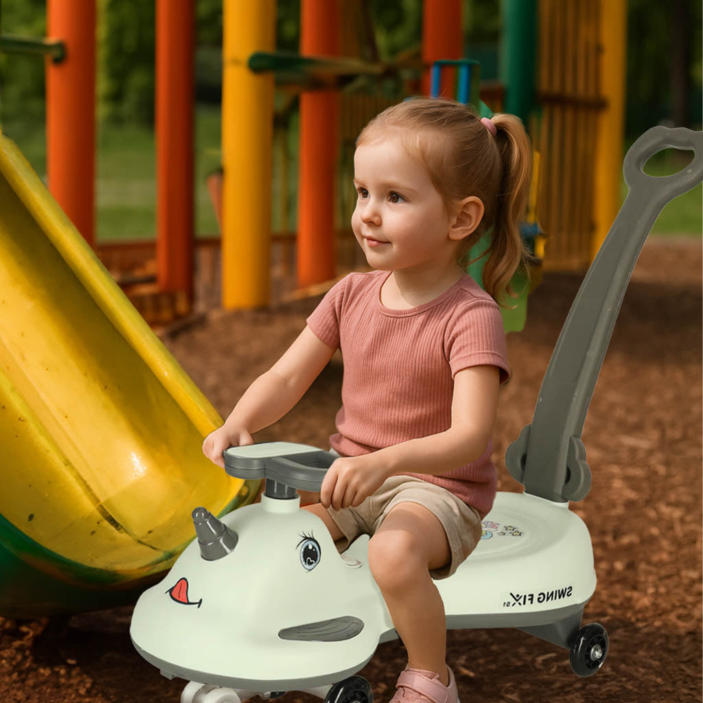 Gravitacinis paspiriamasis paspirtukas Swing FIX S1 su LED ratukais ir rankena, pilkas, maks. 65 kg