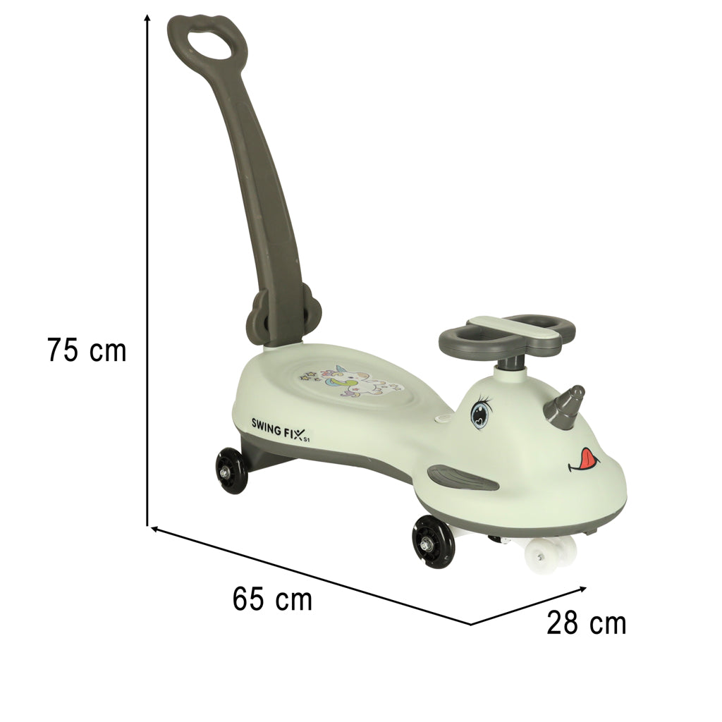 Gravitacinis paspiriamasis paspirtukas Swing FIX S1 su LED ratukais ir rankena, pilkas, maks. 65 kg