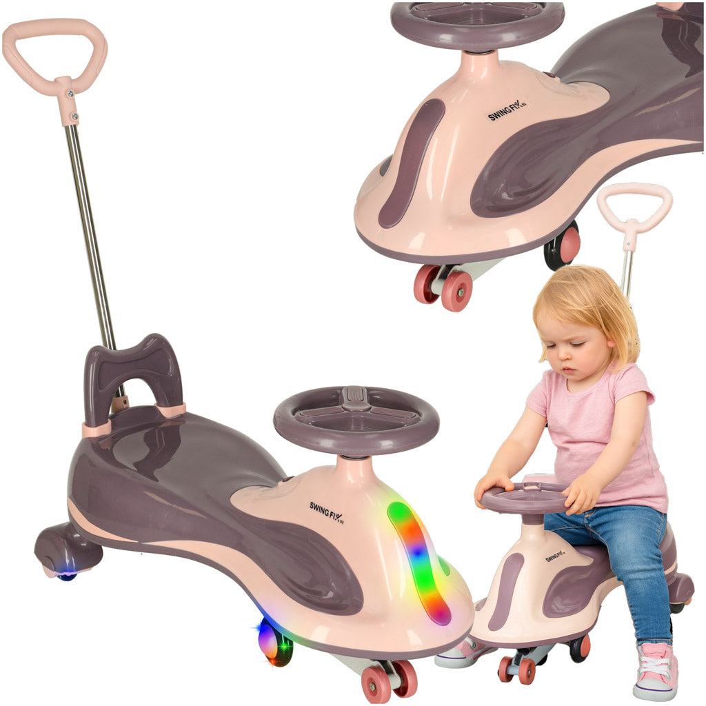Gravitacinė paspiriama mašinėlė LED Swing FIX S2, motorolerio tipo, su stūmimo rankena, violetinė, maks. 100 kg