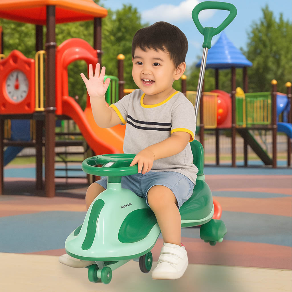 Gravitacinis paspirtukas LED Swing FIX S2 su stūmimo rankena, žalias, maks. 100 kg