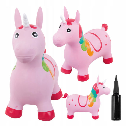 Guminis šokliukas Vienaragis, rožinis, su pompa – pagrindinis vaizdas