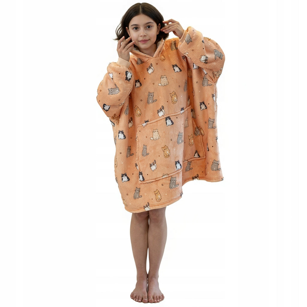 Vaikiškas džemperis-antklodė su gobtuvu (oversize)