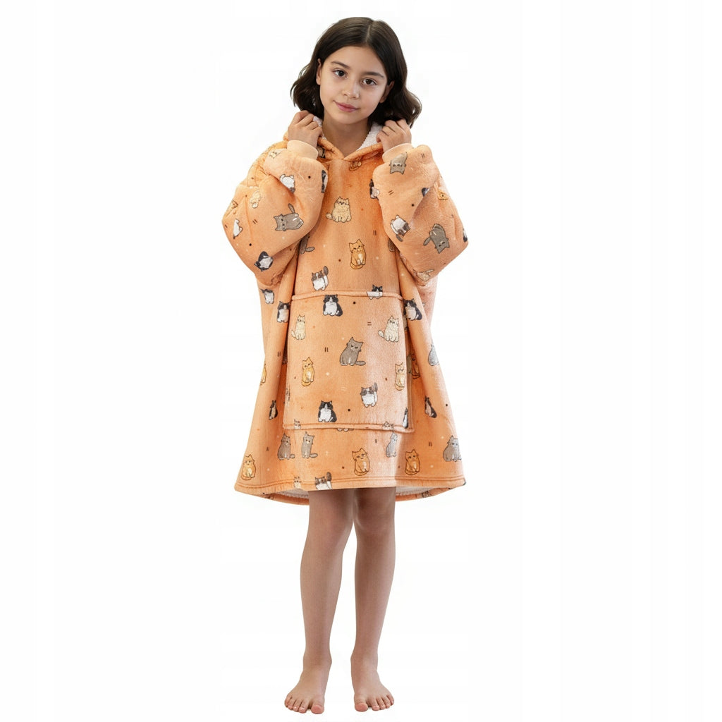 Vaikiškas džemperis-antklodė su gobtuvu (oversize)