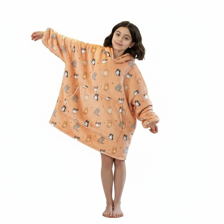 Vaikiškas džemperis-antklodė su gobtuvu (oversize)