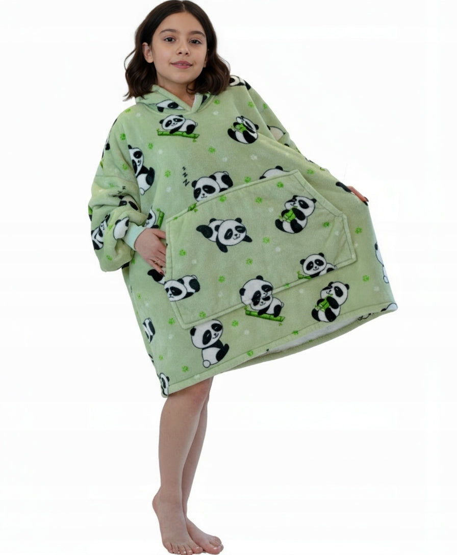 Vaikiškas džemperis-antklodė su gobtuvu (oversize)