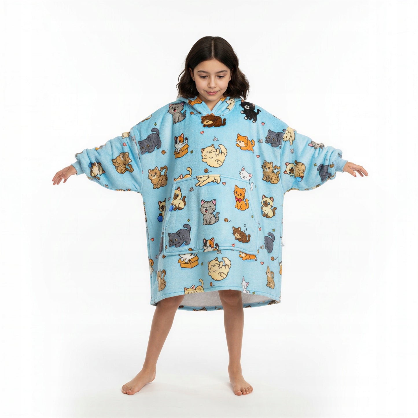 Vaikiškas džemperis-antklodė su gobtuvu (oversize)