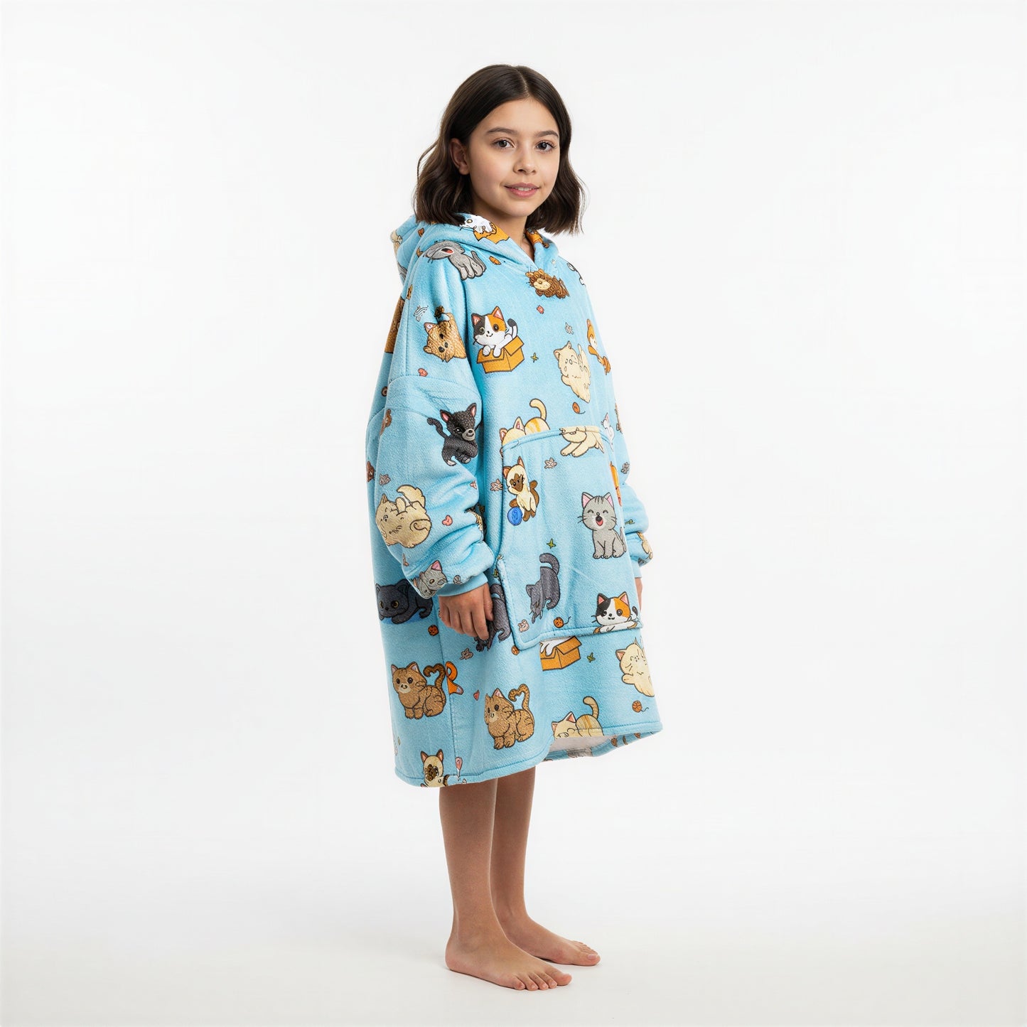 Vaikiškas džemperis-antklodė su gobtuvu (oversize)