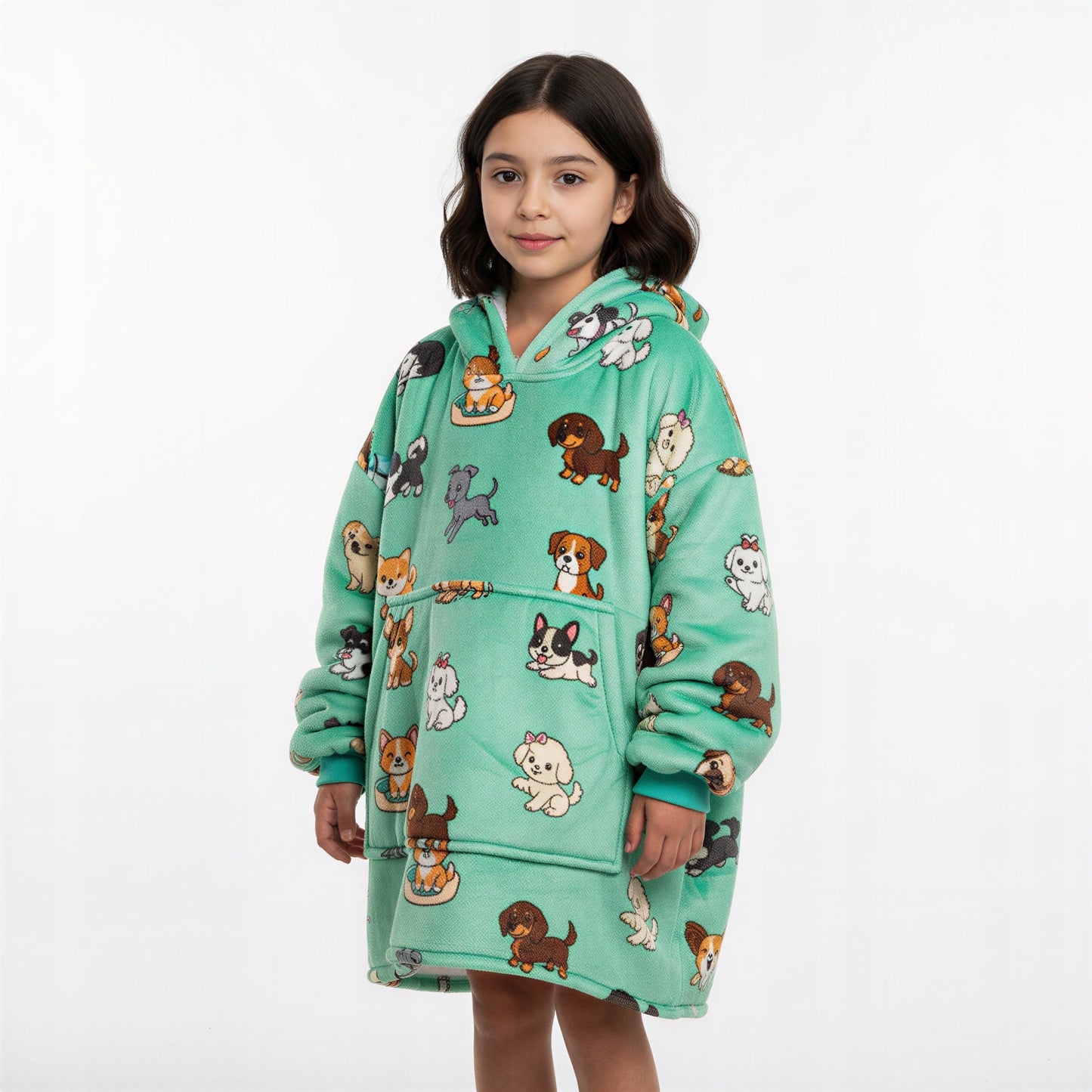 Vaikiškas džemperis-antklodė su gobtuvu (oversize)