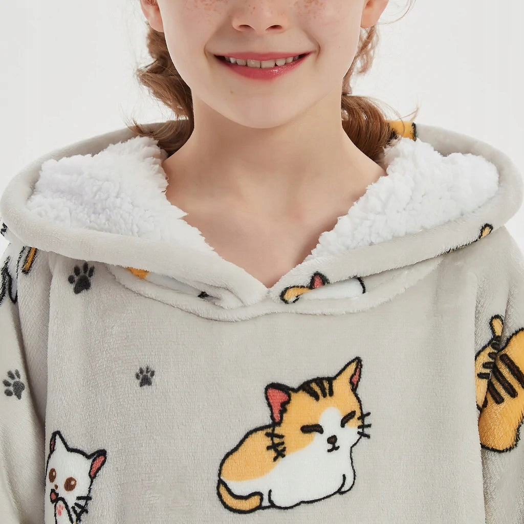 Vaikiškas džemperis-antklodė su gobtuvu (oversize)