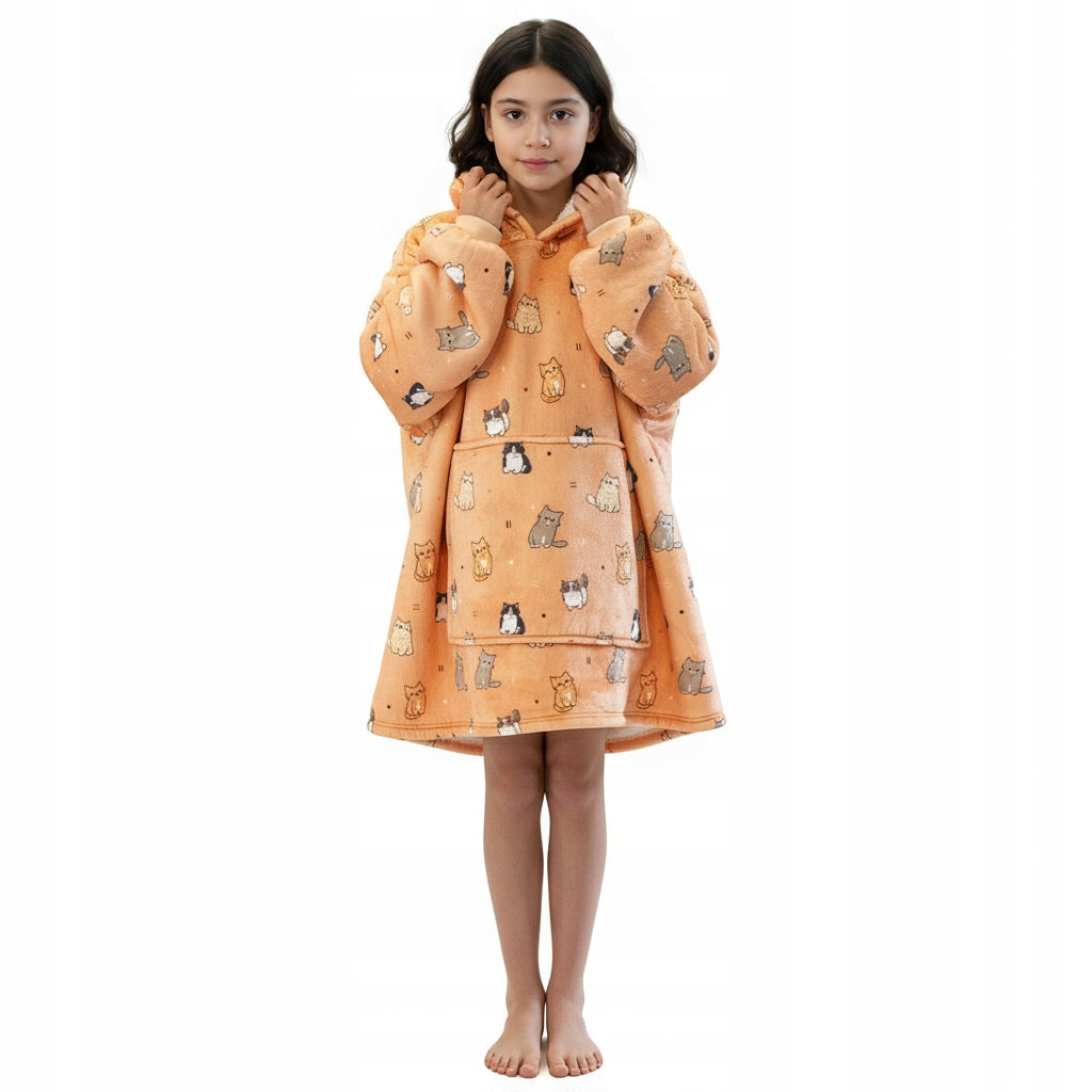 Vaikiškas džemperis-antklodė su gobtuvu (oversize)