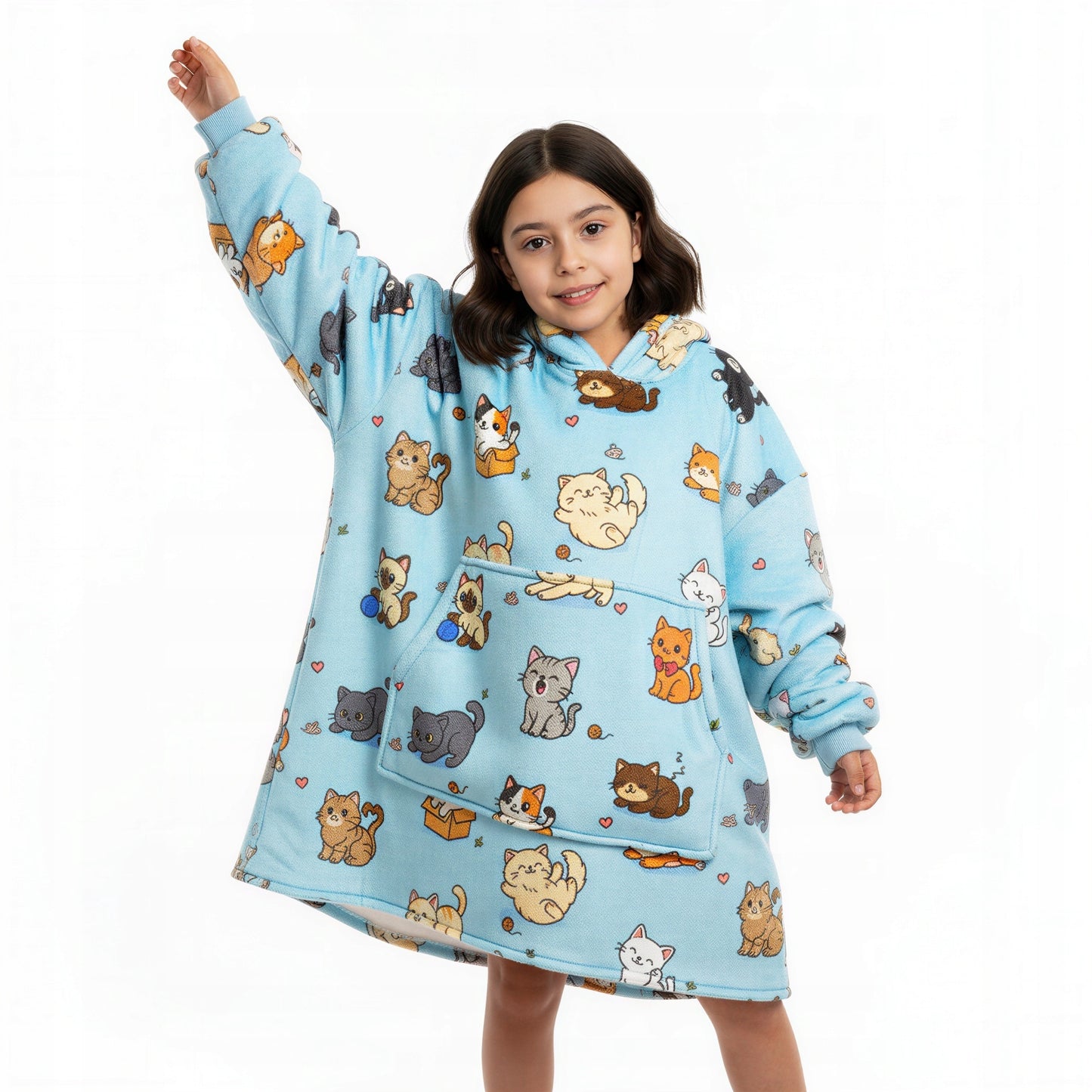 Vaikiškas džemperis-antklodė su gobtuvu (oversize)