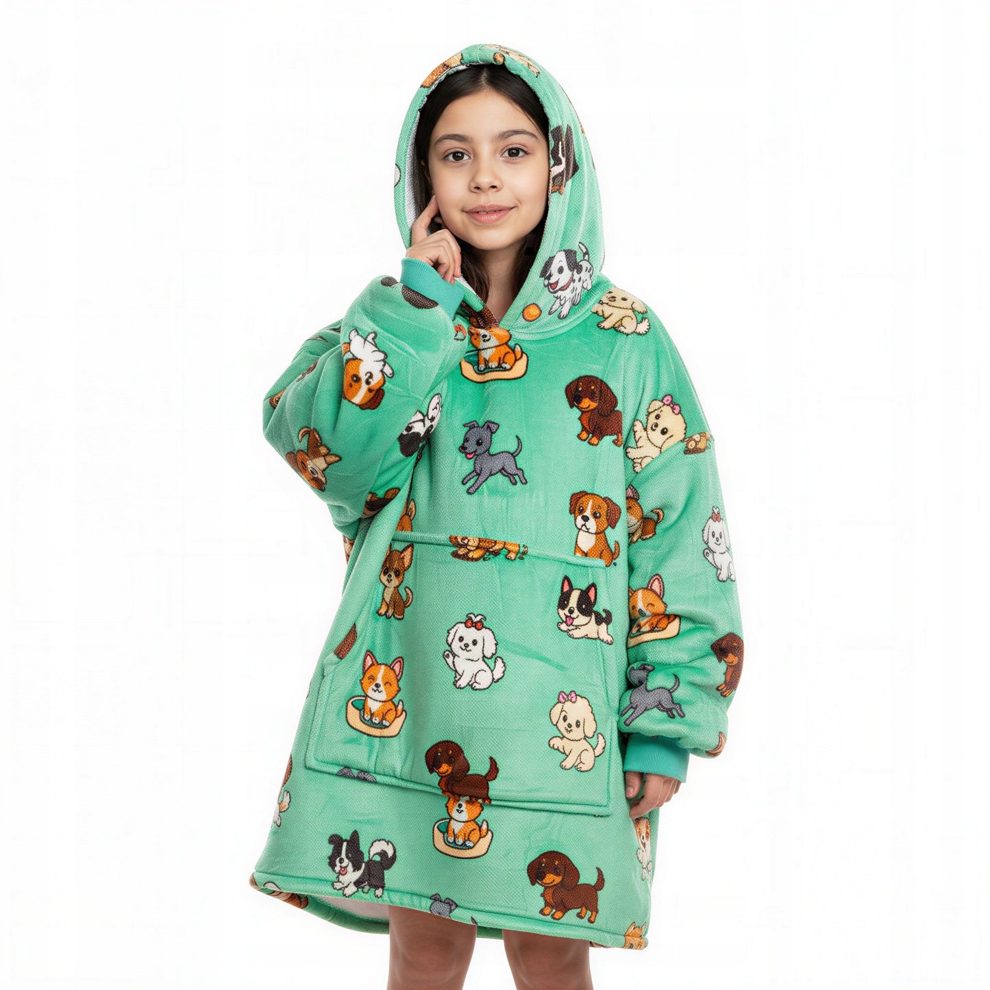 Vaikiškas džemperis-antklodė su gobtuvu (oversize)