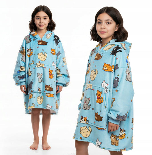 Vaikiškas džemperis-antklodė su gobtuvu (oversize)