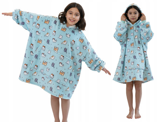 Vaikiškas džemperis-antklodė su gobtuvu (oversize)