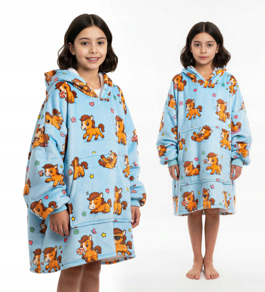 Vaikiškas džemperis-antklodė su gobtuvu (oversize)