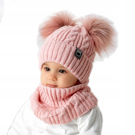 Žieminis kepurės + šaliko komplektas rožinis, dydis 46 - 52 – pagrindinis vaizdas