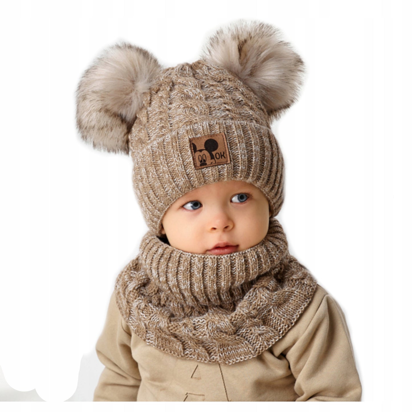 Žieminis kepurės + šaliko komplektas rudas, dydis 46 - 52 – pagrindinis vaizdas