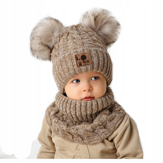 Žieminis kepurės + šaliko komplektas rudas, dydis 46 - 52 – pagrindinis vaizdas