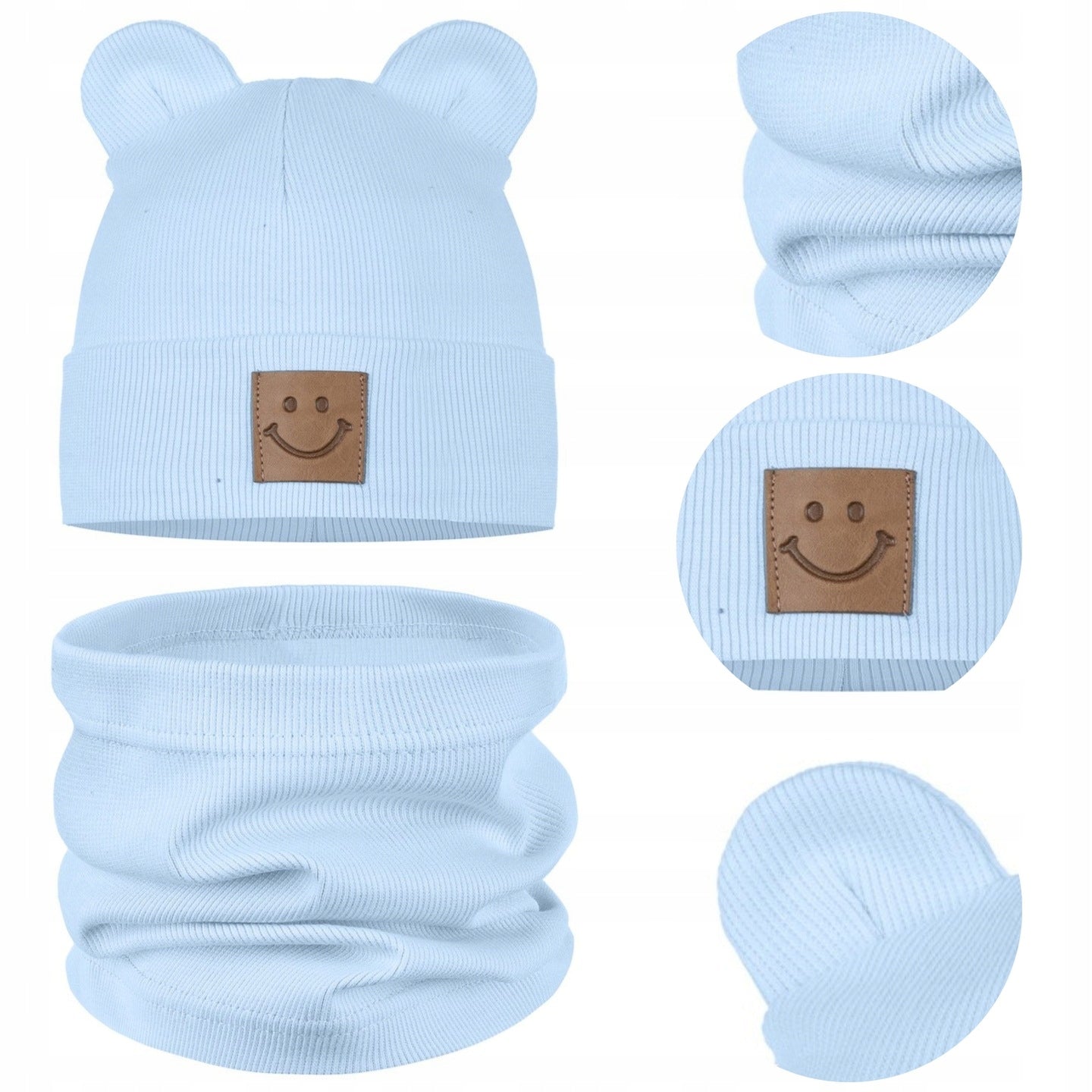 Komplektas: rudens kepurė, šalikas, 95% medvilnė, mėlynas – pagrindinis vaizdas