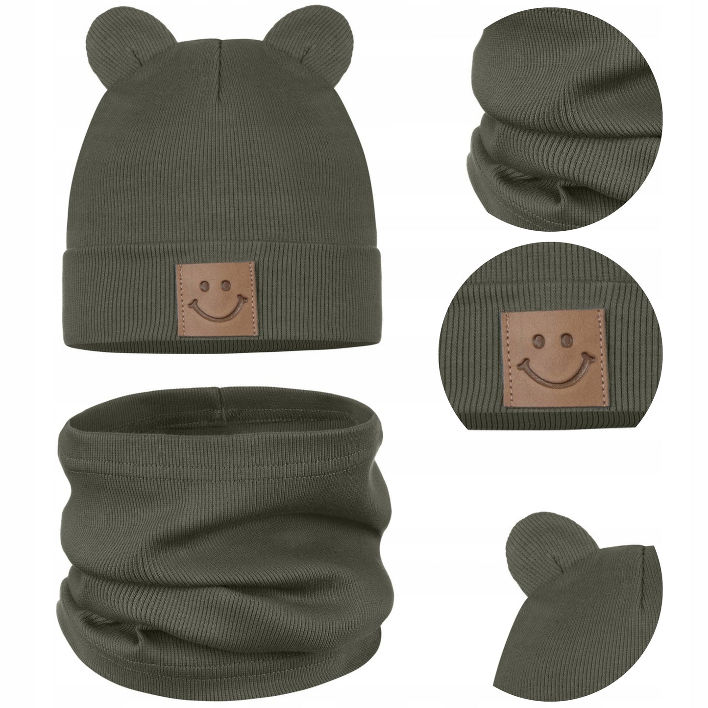 Rudens kepurės ir šaliko komplektas, 95% medvilnė, žalias – vaizdas 10