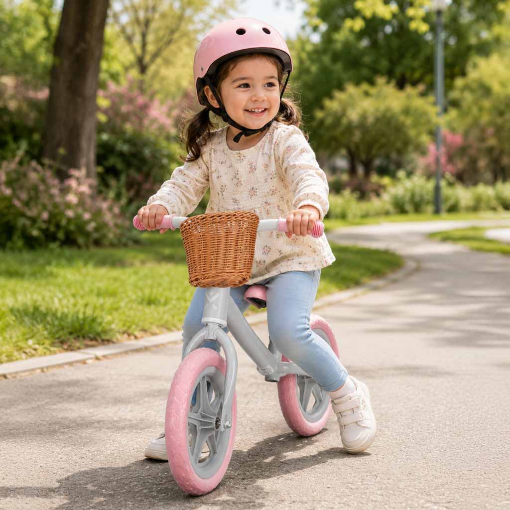 Balansinis dviratukis Trike Fix Balance su krepšeliu, rožinis, nuo 2 m.