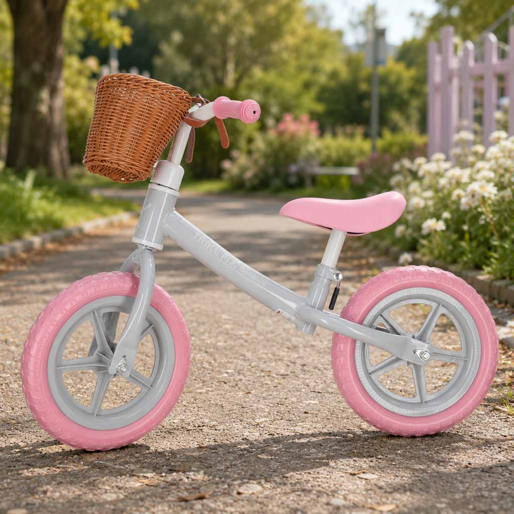 Balansinis dviratukis Trike Fix Balance su krepšeliu, rožinis, nuo 2 m.