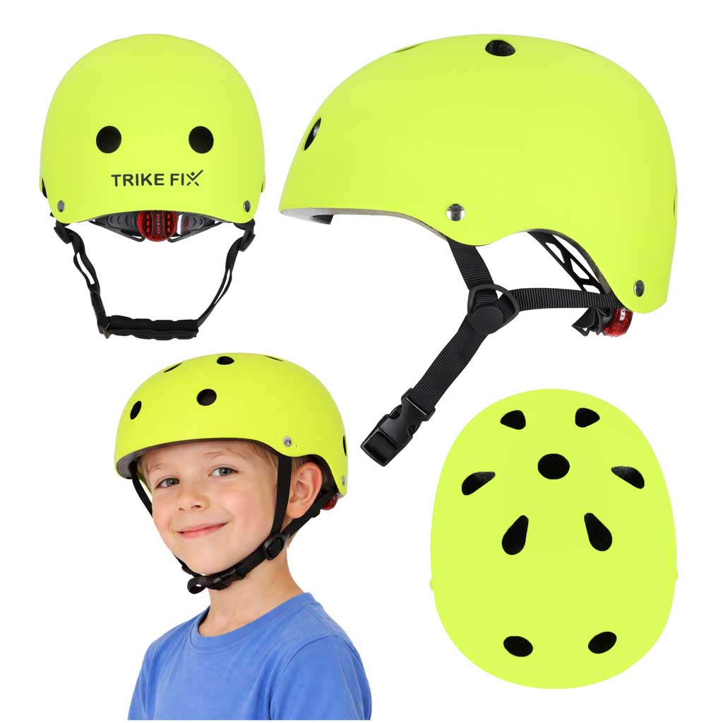 Šviesiai žalias reguliuojamas vaikiškas šalmas Trike Fix su LED, S 48-54 cm