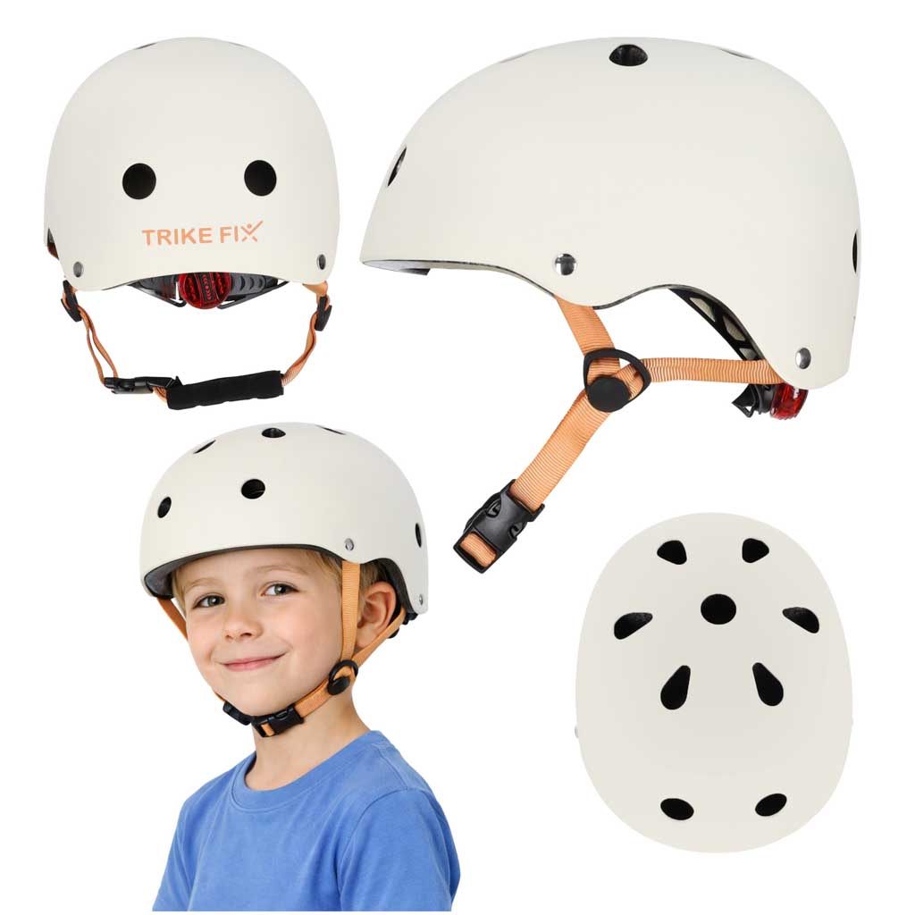 Reguliuojamas vaikiškas šalmas Trike Fix su LED, S 48-54 cm, smėlio spalvos