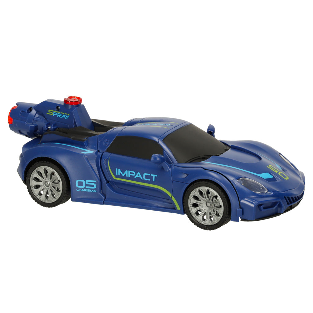 Mėlynas nuotoliniu būdu valdomas transformuojamas robotas-mašina Transformer Revolt Transforming Robot Racer