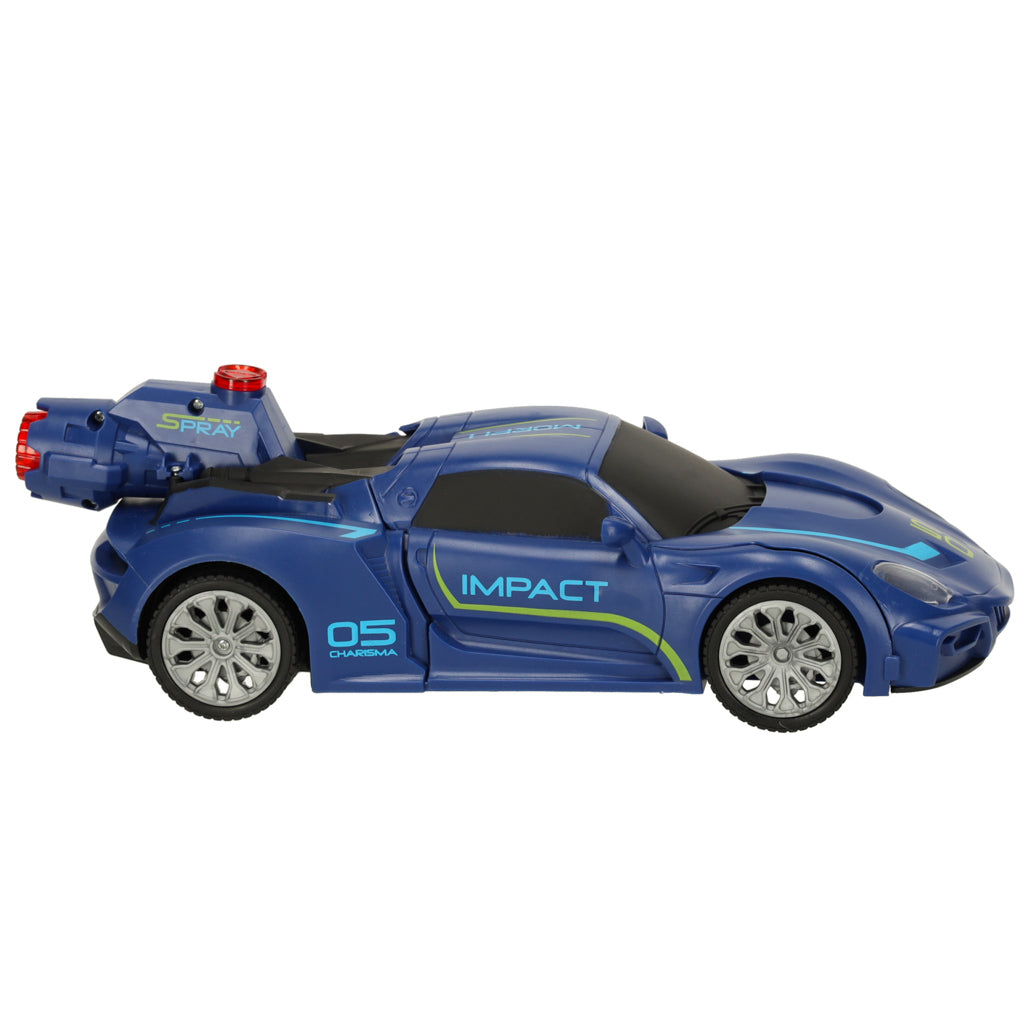 Mėlynas nuotoliniu būdu valdomas transformuojamas robotas-mašina Transformer Revolt Transforming Robot Racer