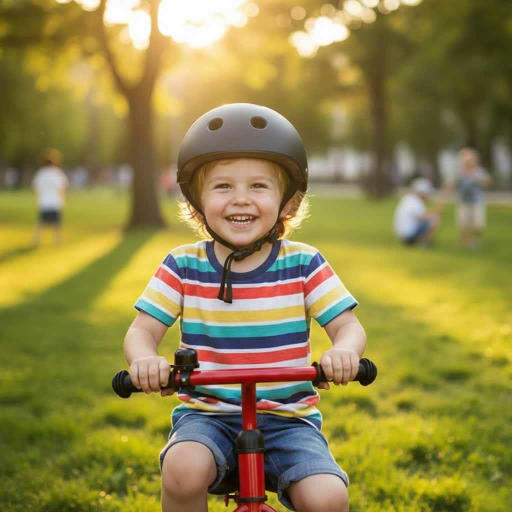Juodas vaikiškas dviratininko šalmas Trike Fix su LED žibintu, M 55-58 cm