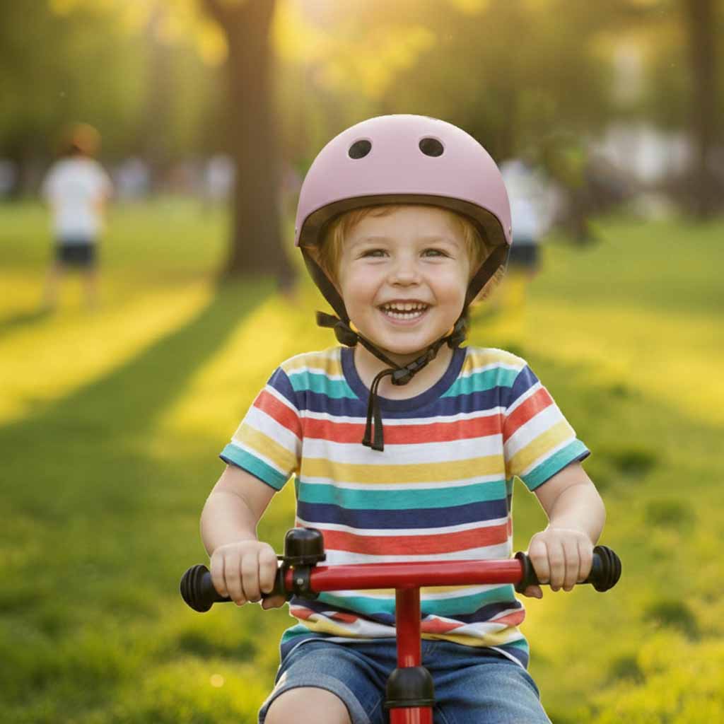 Vaikiškas dviratininko šalmas Trike Fix su LED žibintu, M 55-58 cm, violetinis