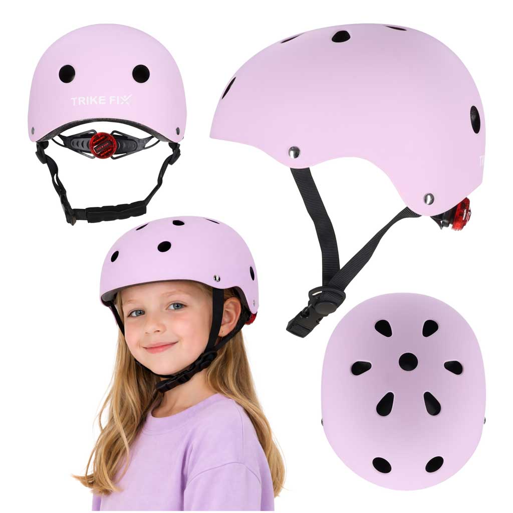 Vaikiškas dviratininko šalmas Trike Fix su LED žibintu, M 55-58 cm, violetinis
