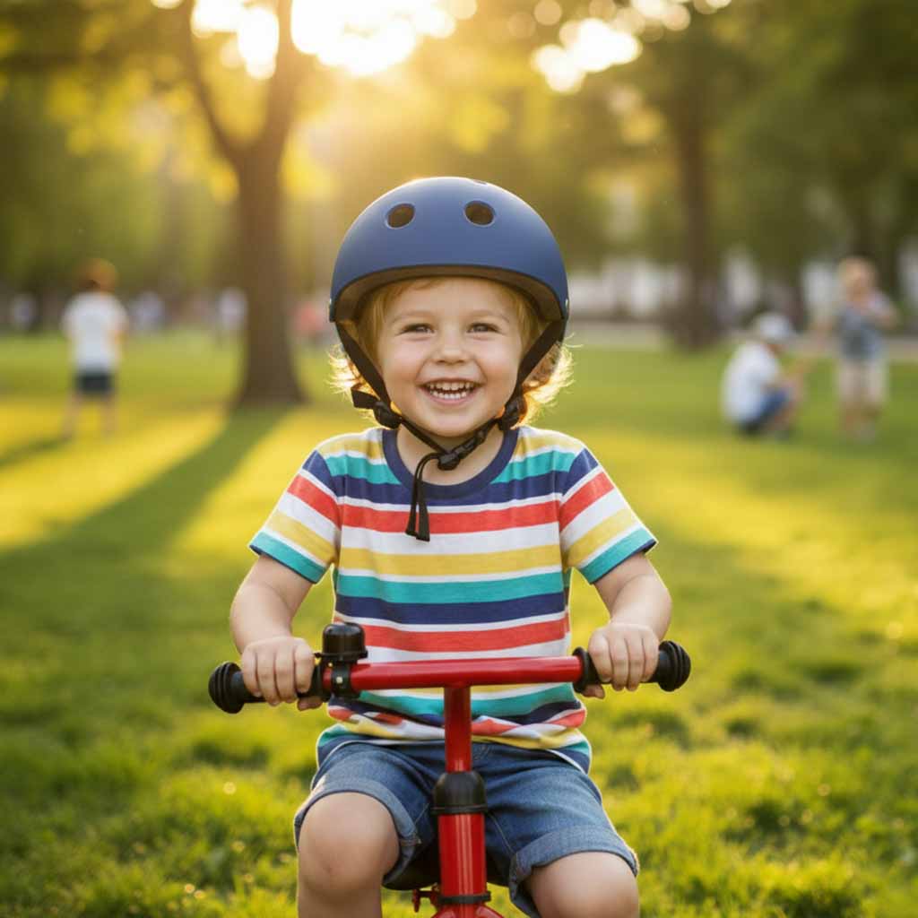 Vaikiškas šalmas dviračiui Trike Fix su LED žibintu, M 55-58 cm, tamsiai mėlynas