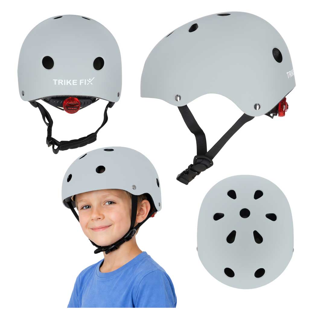 Vaikiškas dviratininko šalmas Trike Fix su LED, M 55-58 cm, tamsiai pilkas