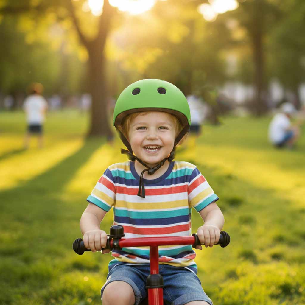 Vaikiškas dviratininko šalmas Trike Fix su LED, M 55-58 cm, tamsiai žalias