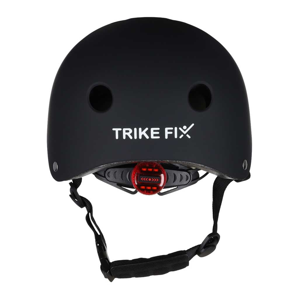 Juodas reguliuojamas vaikiškas dviračio šalmas Trike Fix su LED, S 48-54 cm