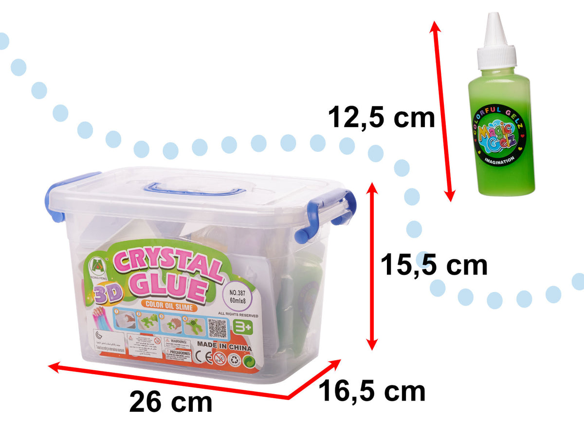 Magiškas kristalinis klijų rinkinys 3D figūroms kurti – 26 elementai