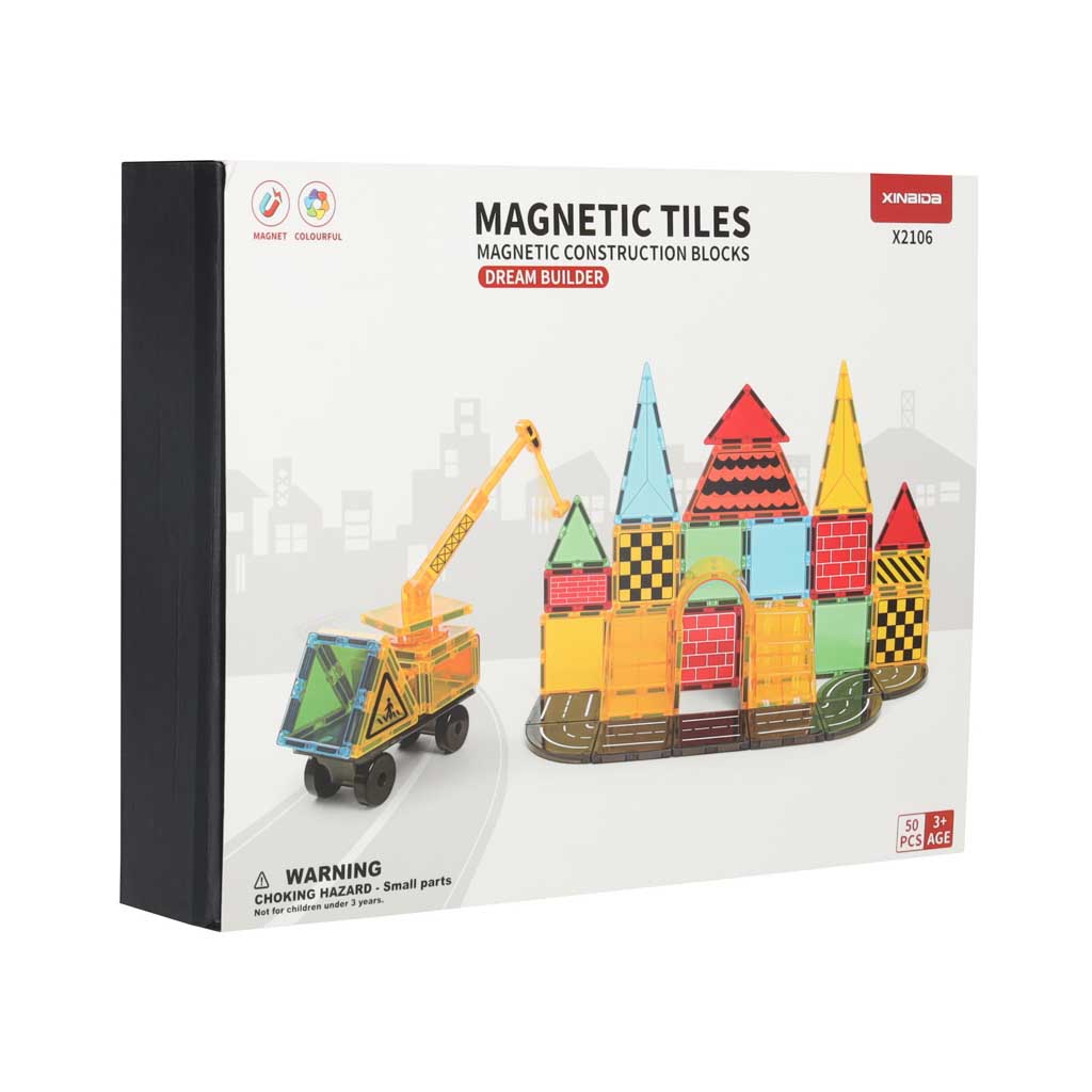 Magnetinis 3D konstruktorius vaikams, 50 detalių, kūrybiniam STEM žaidimui