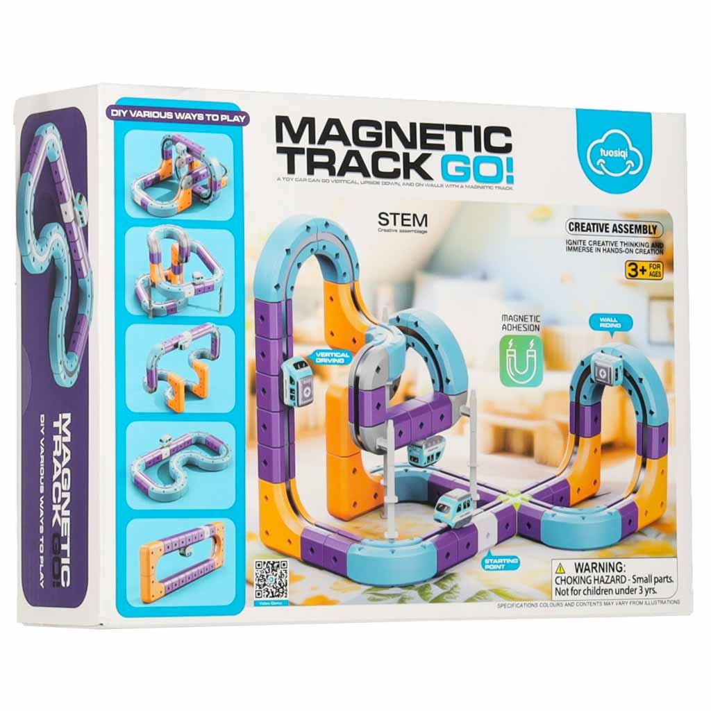 Magnetinis konstruktorius su lenktynių trasa ir mašinėle, 87 detalės