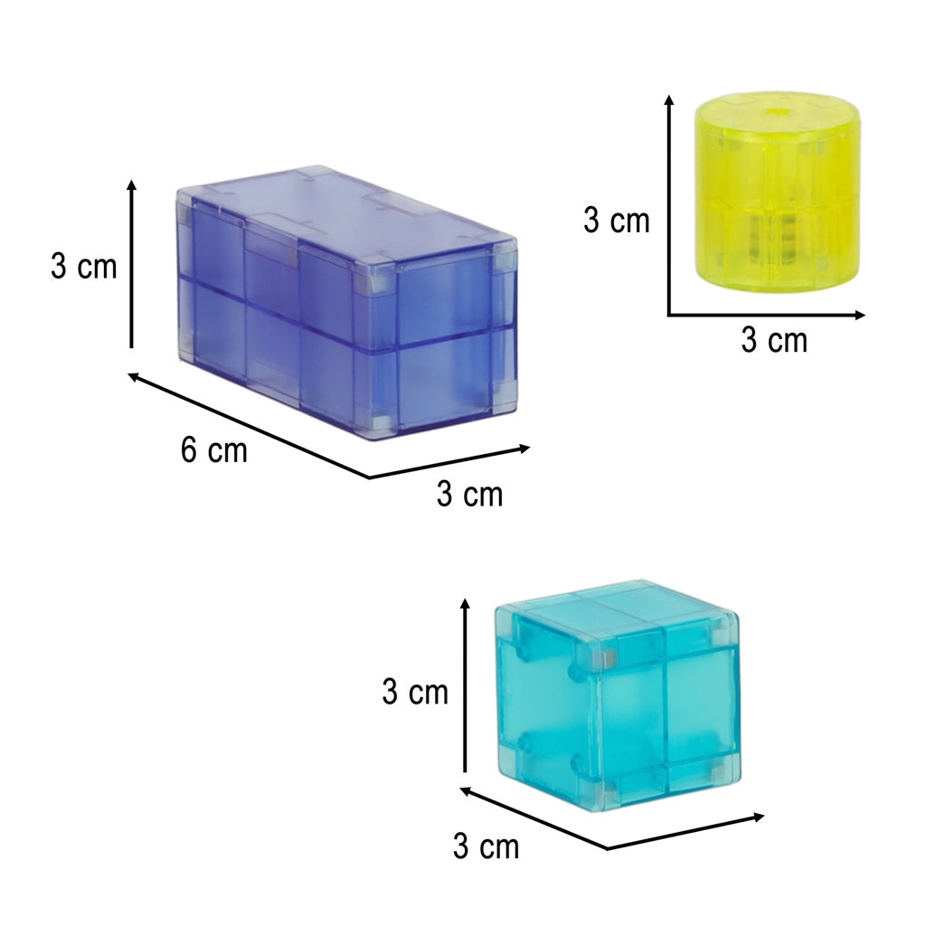 Magnetinės konstravimo kaladėlės su šviečiančiais elementais 3D figūroms, 134 vnt.