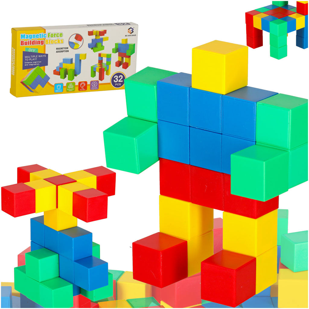 Magnetiniai statybiniai blokeliai, 32 vnt – pagrindinis vaizdas