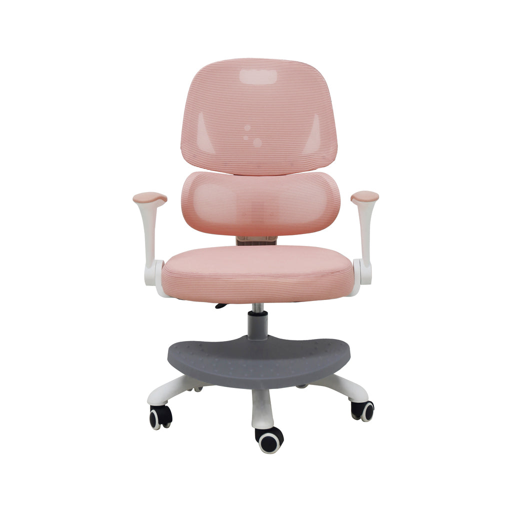 Ergonominė vaikiška kėdė su pakoju, sukama ir reguliuojama, rožinė