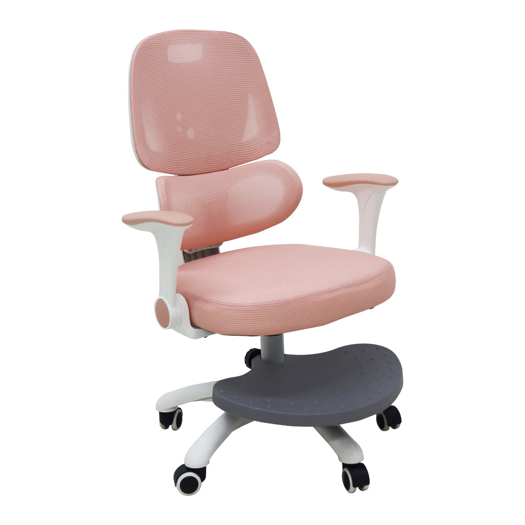 Ergonominė vaikiška kėdė su pakoju, sukama ir reguliuojama, rožinė