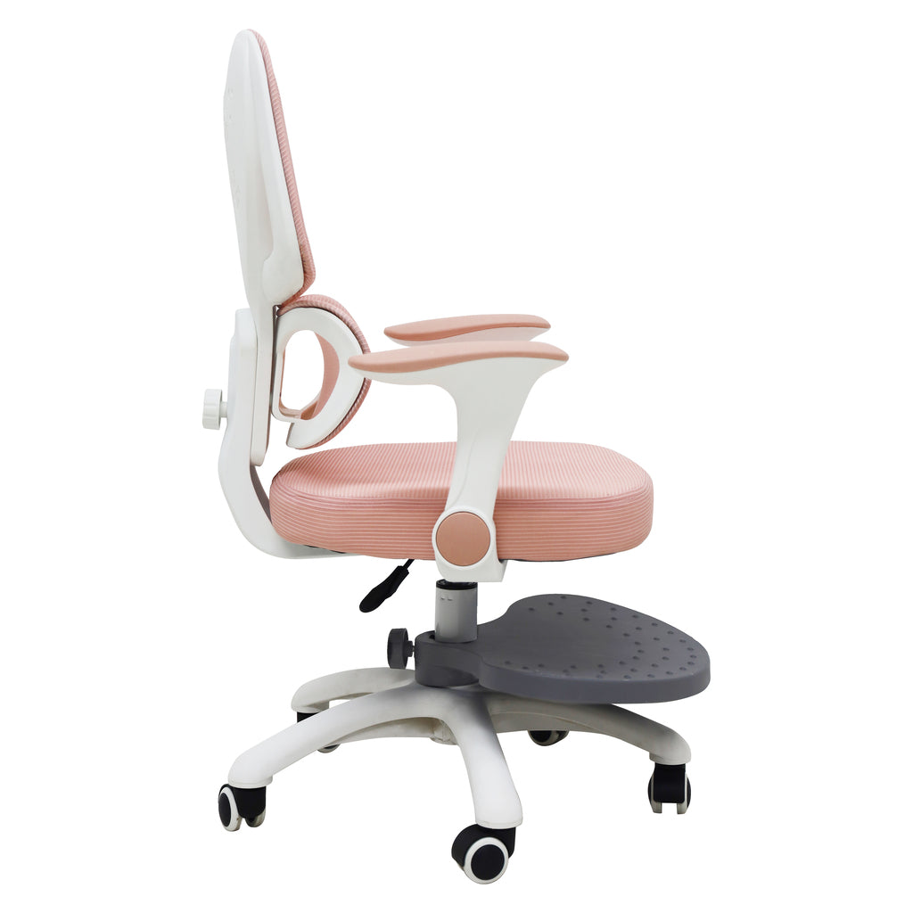 Ergonominė vaikiška kėdė su pakoju, sukama ir reguliuojama, rožinė