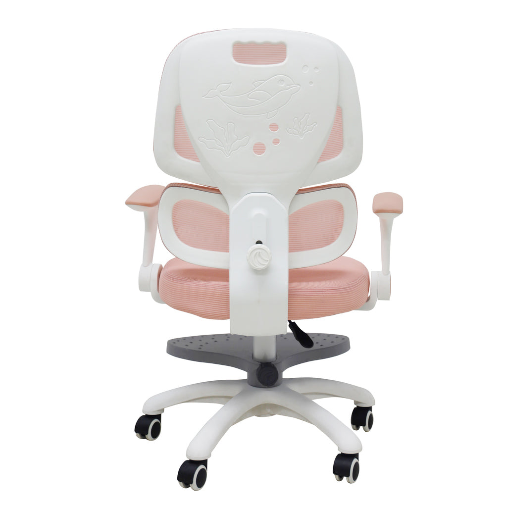 Ergonominė vaikiška kėdė su pakoju, sukama ir reguliuojama, rožinė