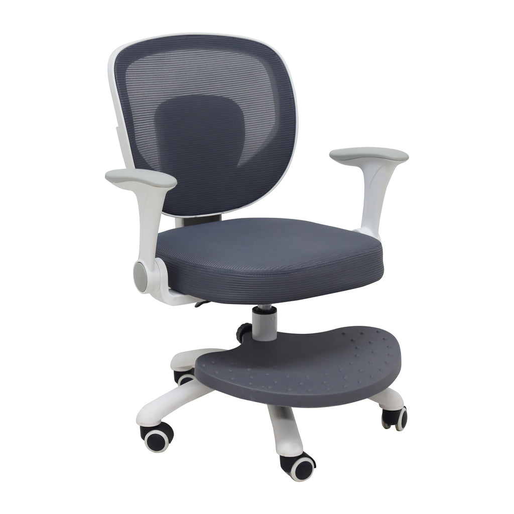 Pilka vaikiška sukama kėdė su pakoju, reguliuojamo aukščio