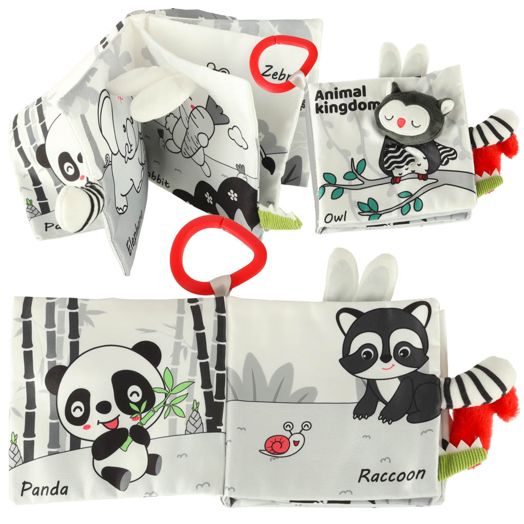 Minkšta sensorinė knygelė su gyvūnų uodegomis „Pelėda“