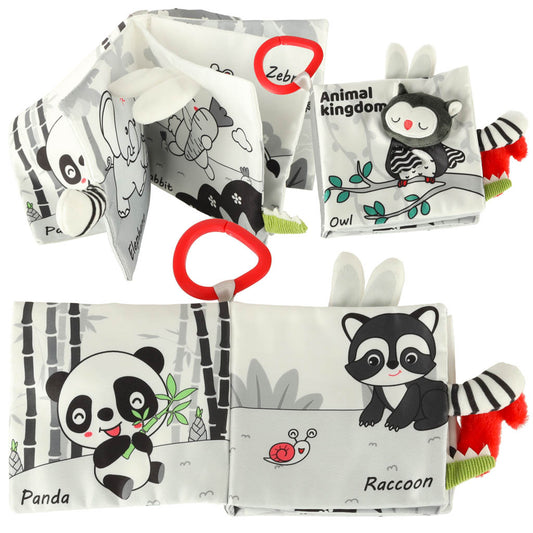 Minkšta sensorinė knygelė su gyvūnų uodegomis „Pelėda“