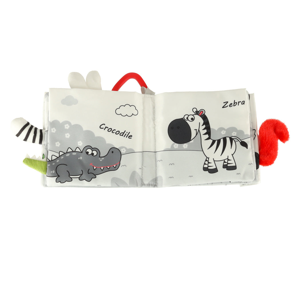 Minkšta sensorinė knygelė su gyvūnų uodegomis „Pelėda“